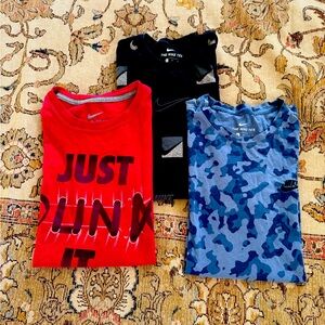 Nike Tees 3-shirt Bundle - Red, Black, Blue Camo